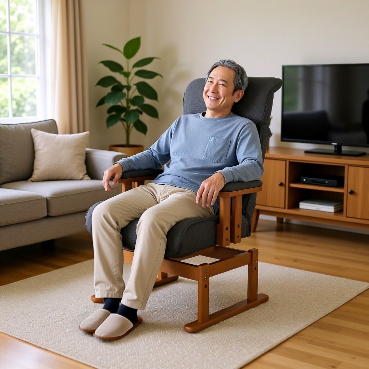高座椅子（木製フレーム・布張り・足置き付）取扱例